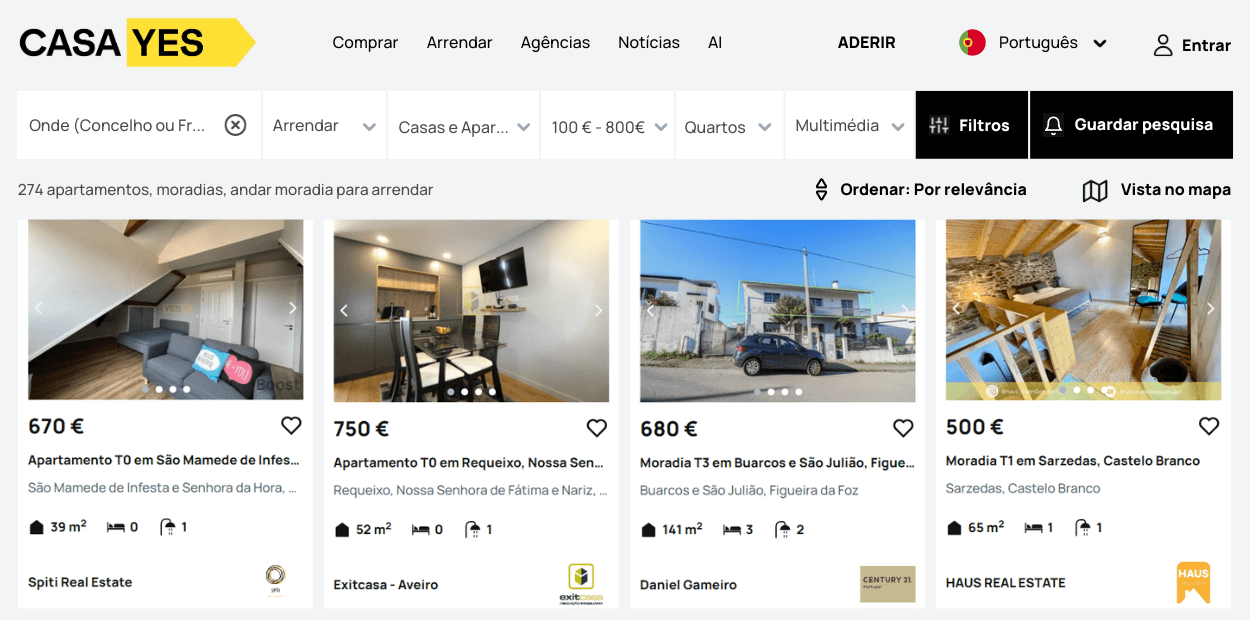 As melhores casas para arrendar por menos de 800 euros
